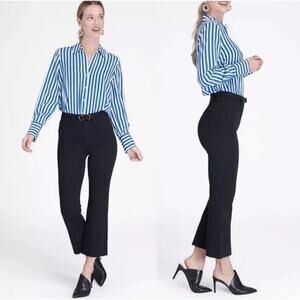 Spanx Black Wash Denim Cropped Flare Jeans Raw Hem High Rise XS Slimming New n1